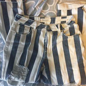 Ripped stripped PACSUN mom jeans